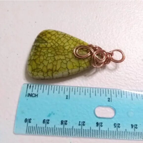 Handmade Copper Wrapped Green Agate Pendant • Vegan Suede • Boho Necklace - Picture 16 of 16